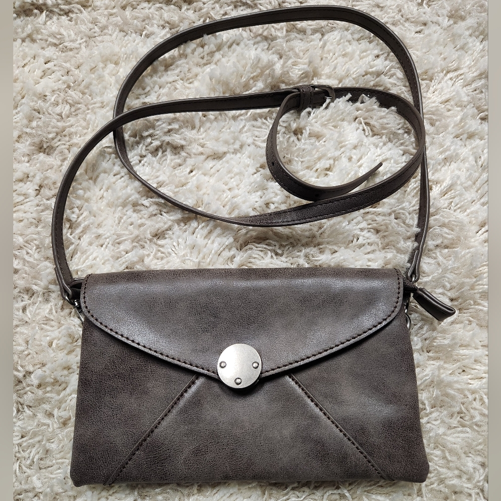JOY Susan Gray/Taupe Mini Crossbody Clutch EUC